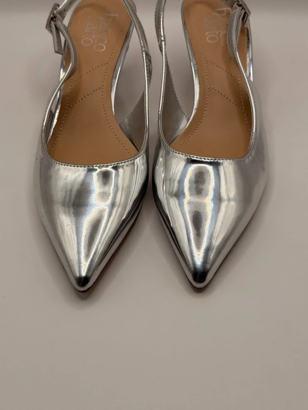 Franco Sarto Womens Kate Silver Slingback Pump Heel Sz 6.5